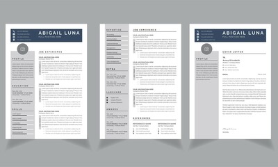 Modern Resume Template and 2-Page CV Layout Set 