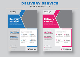 Delivery Service Flyer, Fast Delivery Flyer, We deliver Courier Flyer, Postman Courier Man flyer