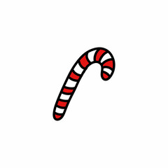 candy cane doodle icon, vector illustration