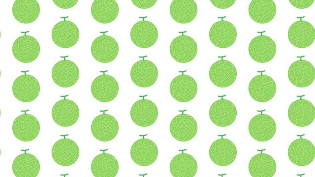 Melon illustration pattern 4K background looping animation. メロンのパターンイラストアニメーション 4K ループ背景素材
