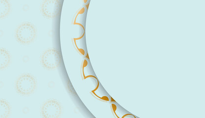Baner in aquamarine color with antique gold ornaments and space for your logo or text