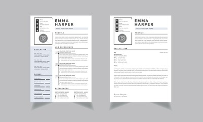 Minimalist Resume  Layout Set Vector One Page Resume