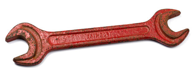 Old wrenches on a white background