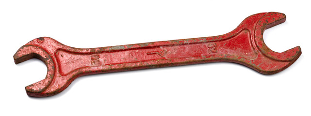 Old wrenches on a white background