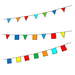 Obraz premium Beautiful hand-drawn colored vector illustration of group of flags isolated on a white background