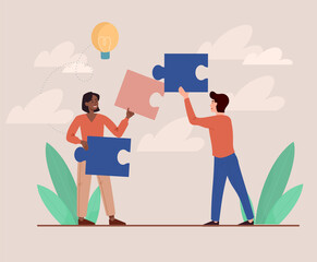 People team arrange puzzle