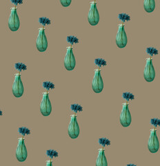 Creative pattern arrangement with a blue vase and a flower.. Minimal natural concept