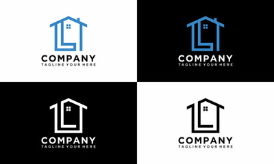 Letter L in vector for Real Estate , Property and Construction Logo design for business corporate sign. Minimal logo design template on a black and white background.