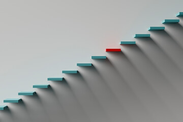 Ladder or way up as a metaphor for development and growth, sign or symbol of growth, source or template, 3d render