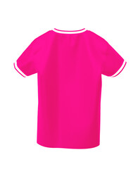 back, round neck shirt pink, with white stripes on sleeves and neck