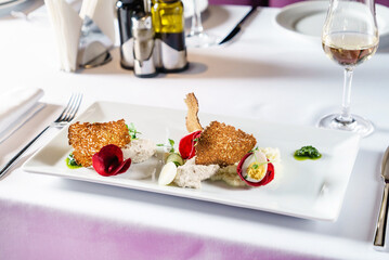 gourmet salad in the restaurant