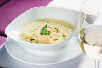 fish soup in the restaurant