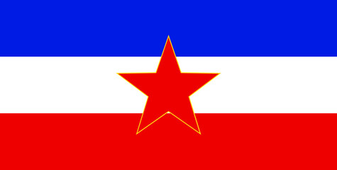 Yugoslavia flag vector illustration. Former socialistic communist country from eastern Europe symbol. - obrazy, fototapety, plakaty