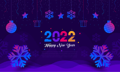 Happy New Year 2022 colorful blue Background Template.