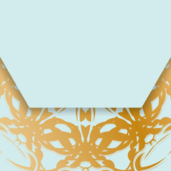 Aquamarine color flyer with vintage gold ornamentation prepared for typography.