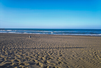quiet blue wavy sea beach