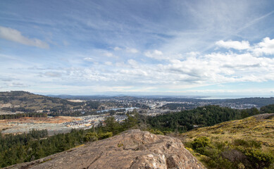 View of construction in Langford from Mount Wells Regional Park on Vancouver Island, BC