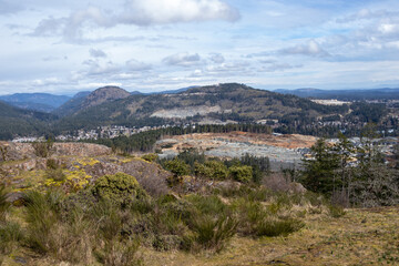 View of development in Langford from Mount Wells Regional Park on Vancouver Island, BC