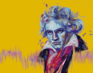 Beethoven Illustration - obrazy, fototapety, plakaty
