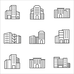 Building and real estate city icons set. Building and real estate city pack symbol vector elements for infographic web