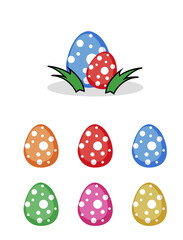 easter eggs, simple illustration of dinosaur eggs, colorful eggs