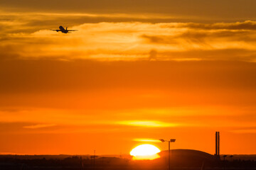 sunset at the airport