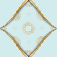 The postcard is aquamarine with a vintage gold pattern and is ready for print.