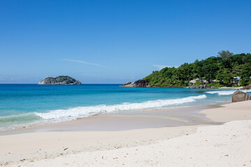 Beautiful nature of the sea tropical landscape. Exotic tropical nature of the Seychelles, a white...