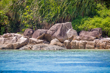 Beautiful nature of the sea tropical landscape. Exotic tropical nature of the Seychelles, a white...