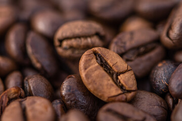 Close-up shot of aromatic Arabica coffee beans