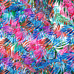 watercolor leaves in tropical style for textiles