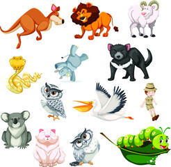 Obraz premium Cute animal set with farm and wild character. 