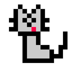 Pixel Illustration of minimal gray cat