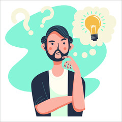 Flat Thinking Man Vector