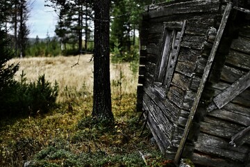 Broken and weathered house in northern Sweden