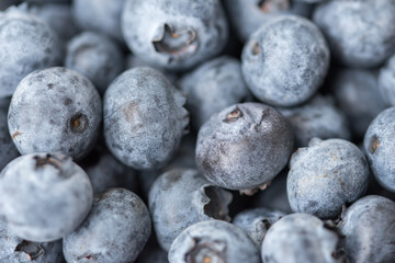 Close-up shot of delicious vibrant coloured blueberries