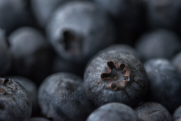 Close-up shot of delicious vibrant coloured blueberries