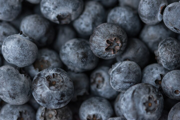 Close-up shot of delicious vibrant coloured blueberries