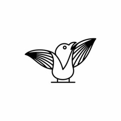 One line sparrow flies design silhouette.Hand drawn minimalism style vector illustration