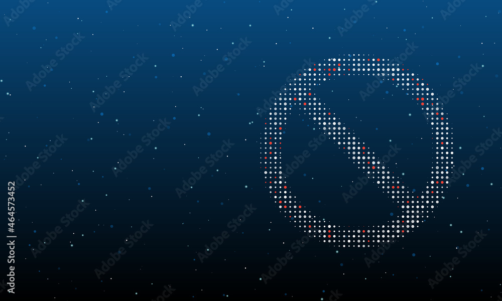 Poster on the right is the stop symbol filled with white dots. background pattern from dots and circles of 