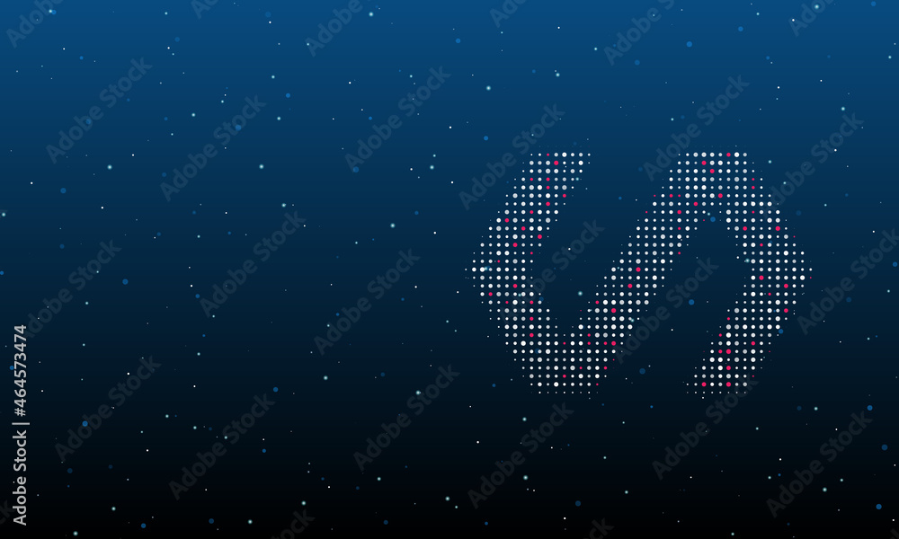Poster on the right is the polymer symbol filled with white dots. background pattern from dots and circles 