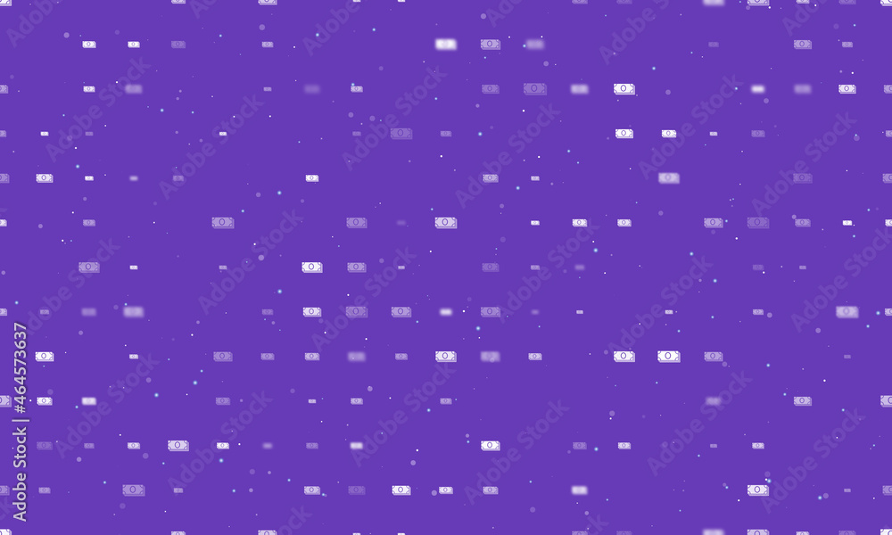 Poster seamless background pattern of evenly spaced white money bundle symbols of different sizes and opaci