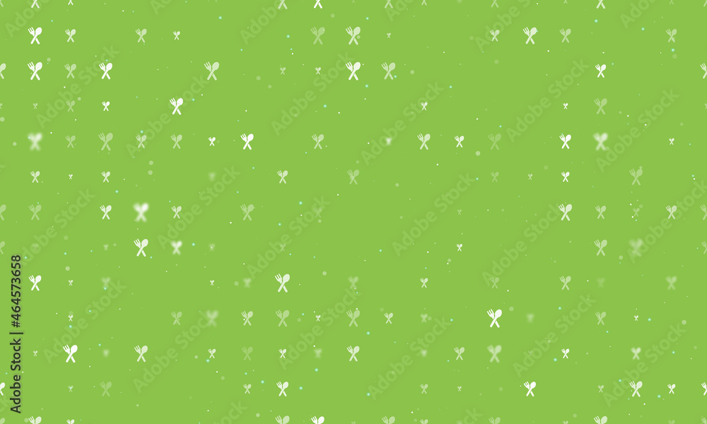 Poster seamless background pattern of evenly spaced white dinner time symbols of different sizes and opacit