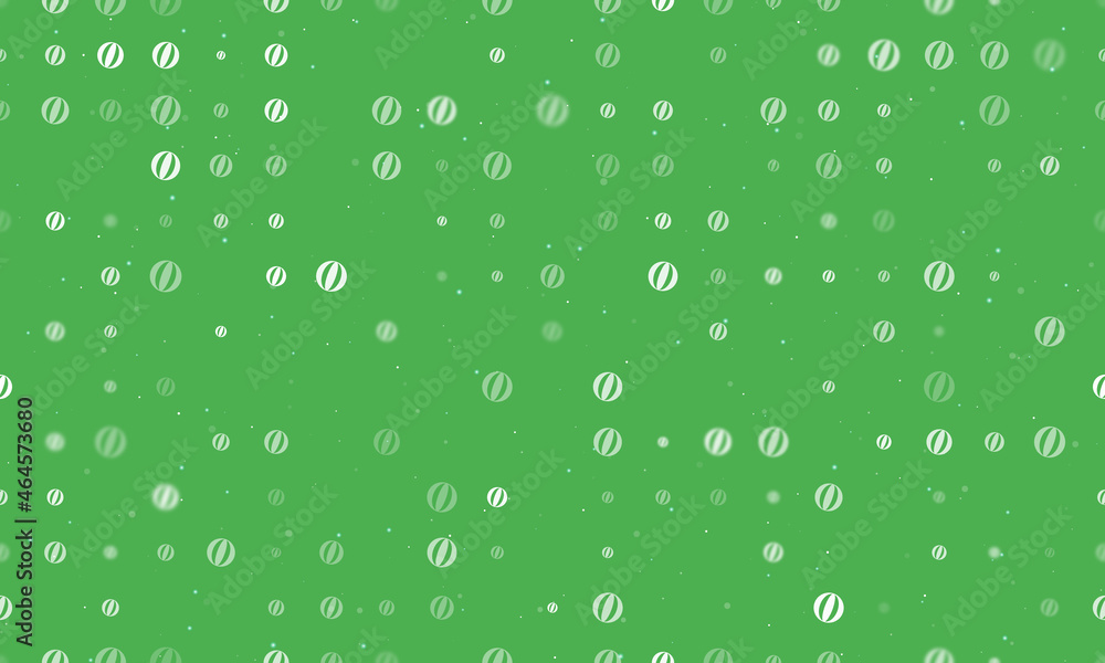 Poster seamless background pattern of evenly spaced white beach ball symbols of different sizes and opacity