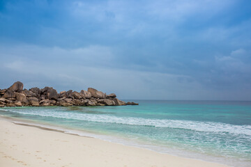 Beautiful nature of the sea tropical landscape. Exotic tropical nature of the Seychelles, a white...