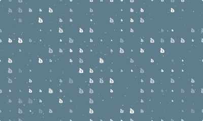 Seamless background pattern of evenly spaced white bag of money symbols of different sizes and opacity. Vector illustration on blue grey background with stars