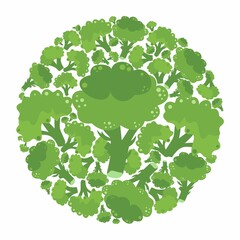 Broccoli  in a circle. Vector flat design template. Background of food, farm, gardening or horticulture. - 464573808