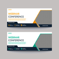 Webinar conference social media post template concept design.Business conference live webinar horizontal banner design template. vector illustration.