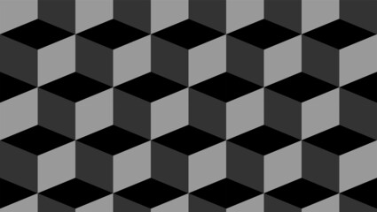 volumetric monochrome cubes, simple geomatrical seamless pattern