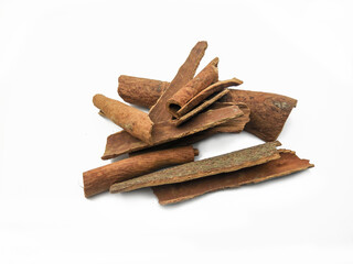 spices cinnamon on white background